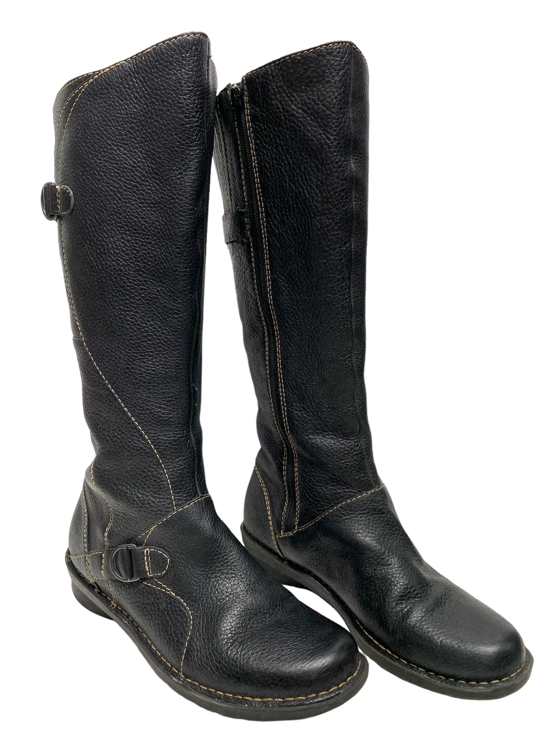 Boots Ankle Flats By Clarks In Black, Size: 10