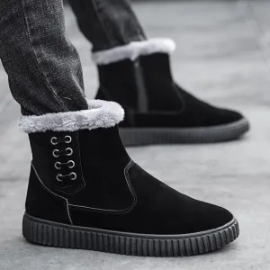 Men's Thick Cotton Shoes Waterproof Black Snow Boots
