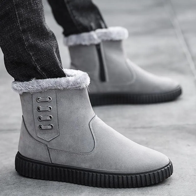 Men's Thick Cotton Shoes Waterproof Black Snow Boots