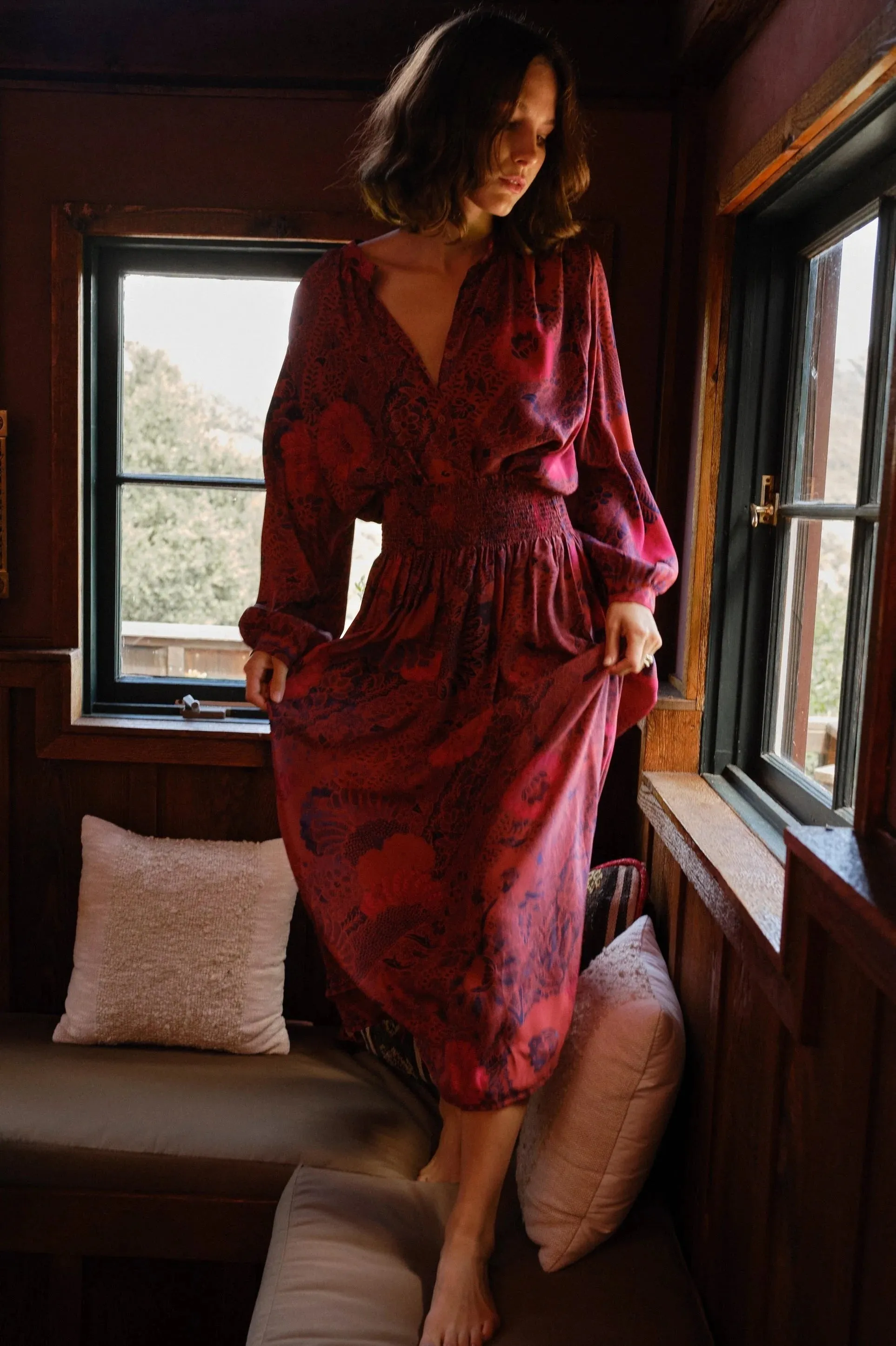 Natalie Martin Bella Skirt in Peacock Currant