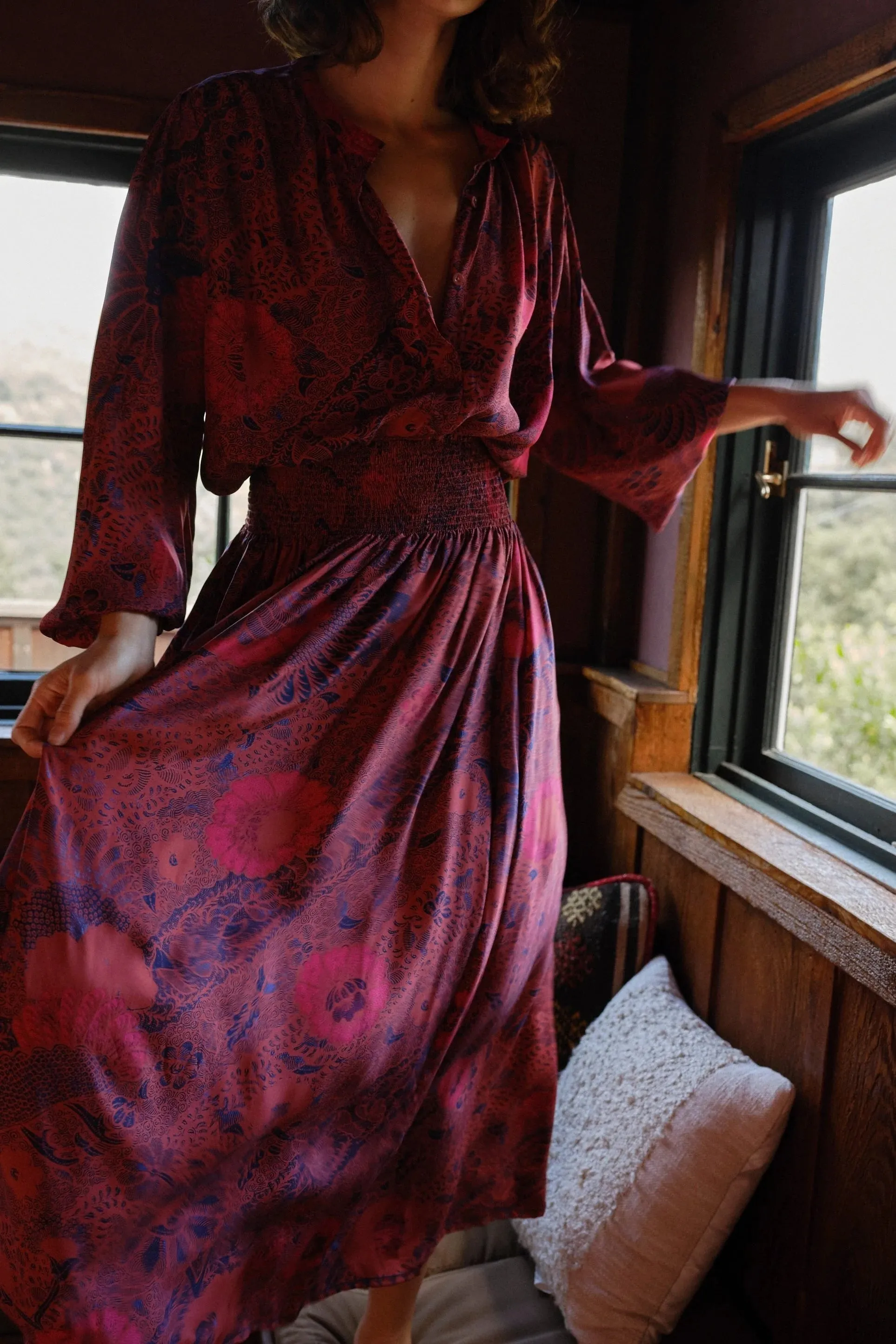 Natalie Martin Bella Skirt in Peacock Currant